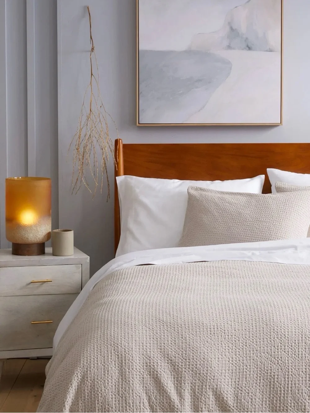 Quince Organic Luxe Honeycomb Duvet Cover Set King/Cal King Sand NEW